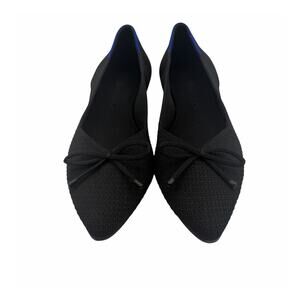 Rothy’s The Point Black Bow Knit Flats Size 10.5 Washable Comfort Minimalist